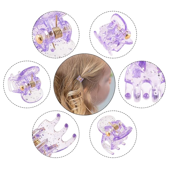 YOHAMA 36 Pcs Hair Clips Glitter Mini Claw Clamp Colorful Great for Design Children Women Girls Hairstyles Decroation Buns Pining Bangs Strong Grip Multifunction Little Clips.