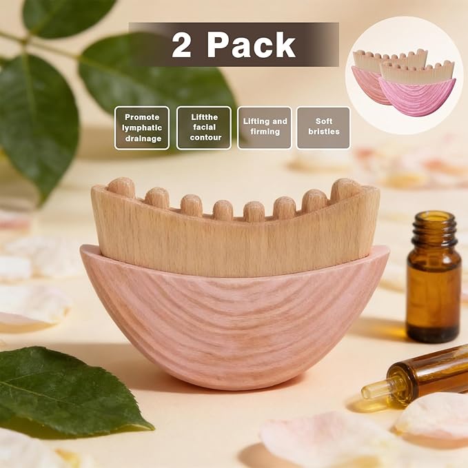 2PCS Lymphatic Contour Face Brush,Lymphatic Drainage for Face Sculpting, Anti-Puffiness & Skin Tightening, Gentle Lifting for All Skin Types, Contour Brush for Jawline Definition