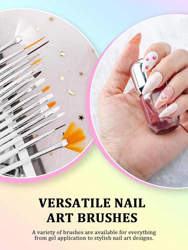 Nail Art Tools Set, Nail Stand for Press on Holder for Painting Nails, Nail Art Brushes, Liner Brushes, Nail Dotting Tool, Must Haves Design Tools Supplies Kit for Nail Tech & Beginners (White)