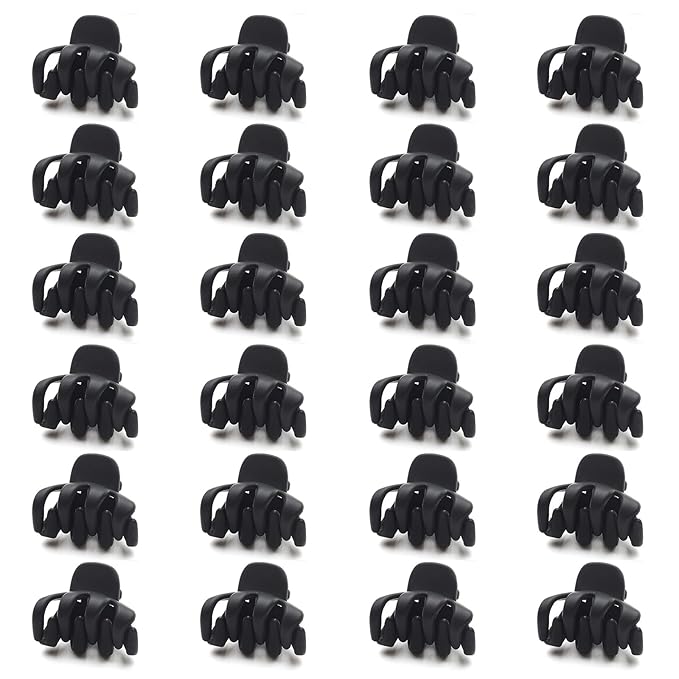 Cobahom 24 Pack Small Hair Claw Clips 1.2 Inch Matte Hair Clips for Thin Hair No-Slip Mini Hair Clip Hair Styling Accessories for Women and Girl (Matte Black)