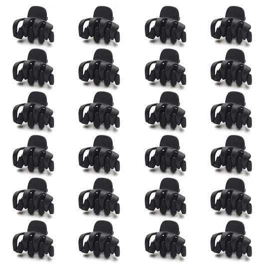 Cobahom 24 Pack Small Hair Claw Clips 1.2 Inch Matte Hair Clips for Thin Hair No-Slip Mini Hair Clip Hair Styling Accessories for Women and Girl (Matte Black)