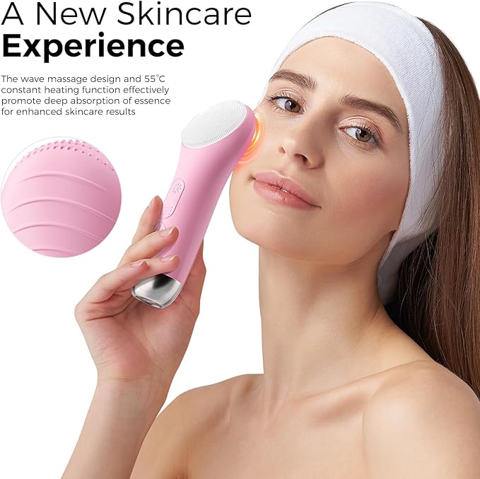 Face Scrubber Facial Cleansing Brush - Waterproof and Rechargeable Face Cleansing Brush with 4 LED Gentle Light, Cleansing, Exfoliating and Massaging, Electric Face Scrub Brush for Men & Women
