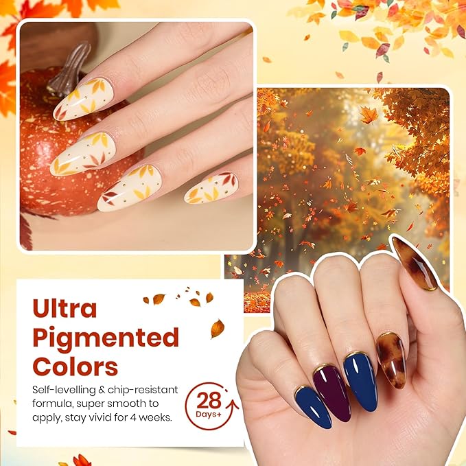 beetles Gel Polish Set - Waltz of Leaves Collection, 36 Trendy Colors Spring & Purple Green Colors Gel Polish Set With Base and Glossy Matte Glitter Top Coat Soak Off UV Led Holiday Nails