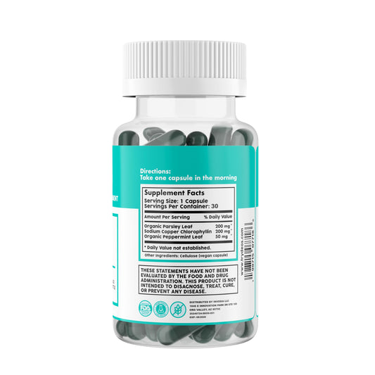 DEOS Internal Deodorant Supplement – Full Body Deodorizer for Gut Health, Skin Health, Detox & Digestion Support – Natural Odor Control Chlorophyll Pills | 30 Capsules