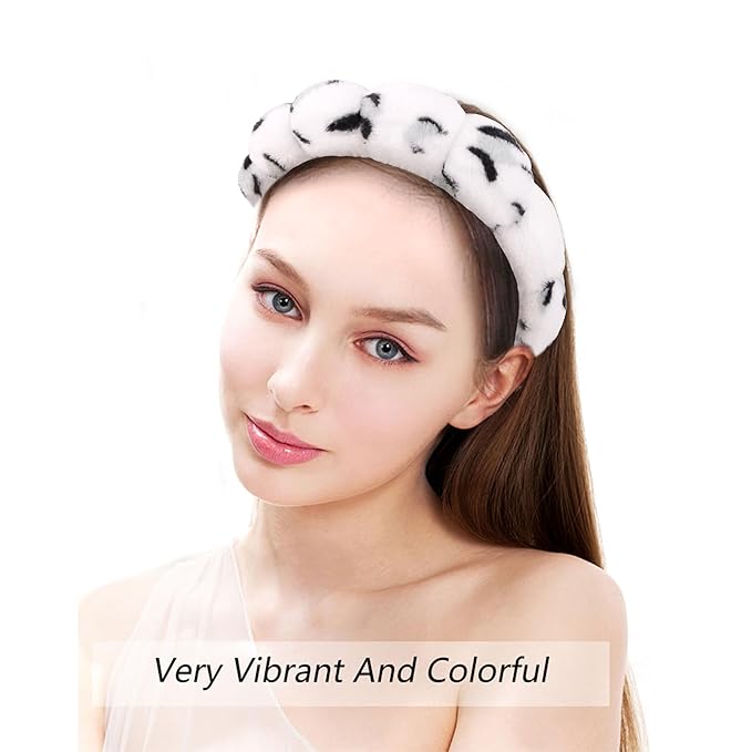 SPA Headbands for Washing Face Makeup Headbands with Bow Hair Band Women Facial Head Band Wrist Towel Wraps For Shower Face Mask Leopard, 6 Pack