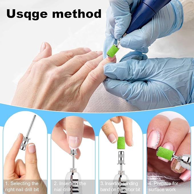 Nail Drill Bits,Sanding Bands for Nail Drill Shaft 3/32 inch,Drill Bits for Nails,Mandrel Bit for Nails,Nail Drill Bits for Acrylic Nails Manicure Nails Manicure Pedicure Tool (Silver) Pack of 6