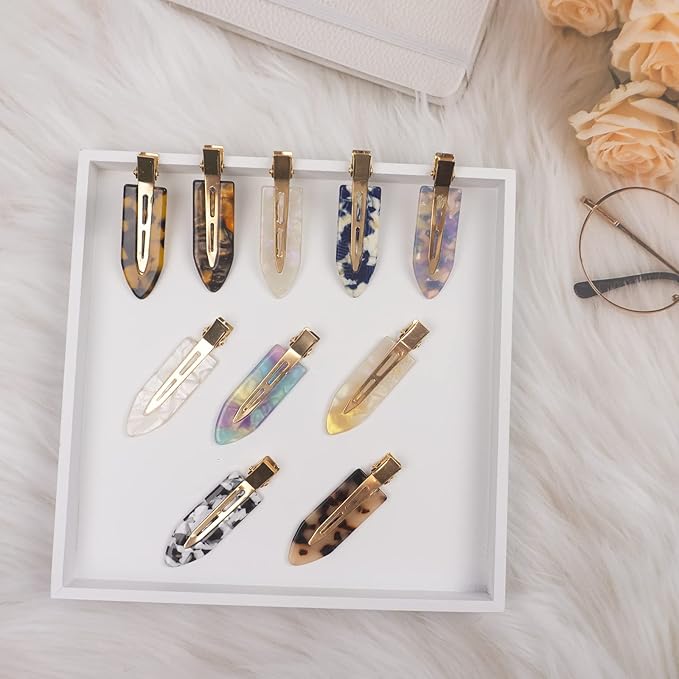 10 Pcs No Bend Hair Clips for Women Styling Sectioning, Gingbiss 2.7" No Crease Bangs Hair Clips, Curl Pin Clips with Storage Box for Hairstyle Bangs Waves Makeup Application, 10 Colors