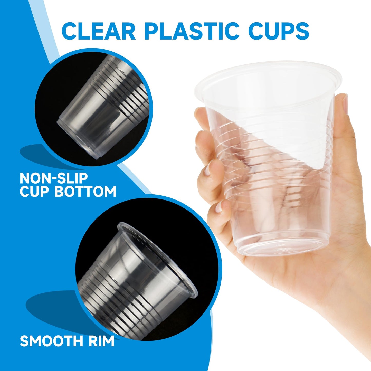 500 pack 9 oz Disposable Plastic Cups, Clear Plastic Cups Tumblers, Disposable Cups Bulk, Transparent for Wedding, Thanksgiving, Birthday, Halloween, Christmas Party
