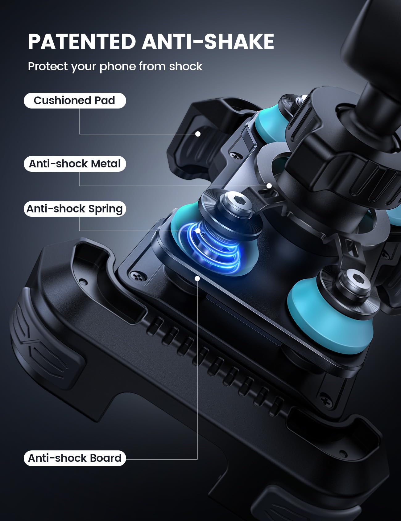 Lamicall Motorcycle Phone Mount Holder - [Dual Vibration Dampener] [Upgrade Handlebar Clip] Motorcycle Cell Phone Holder, Bike Phone Mount, Fit iPhone 16/15/14/13 Pro Max, 4.7-6.7" Phones, Blue