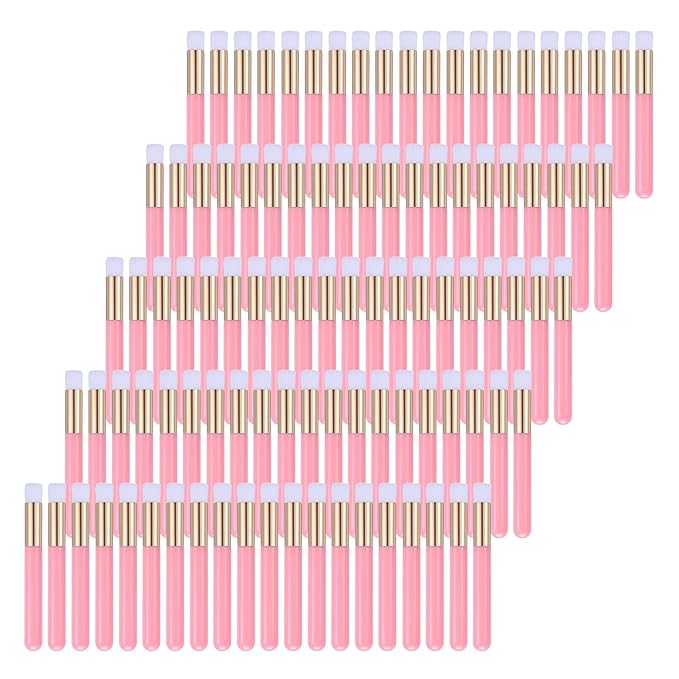 100 Pieces Lash Brushes for Cleaning, Lash Shampoo Brushes Eyelash Extension Cleansing Blackhead Removing Brush Nose Pore Deep Cleaning Facial Cleansing Brush (Pink, 3.8Inch)
