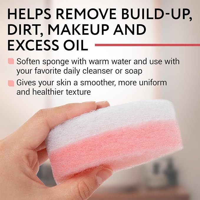 IMPRESA Dual-Sided Facial Scrub Pads - Exfoliating Face Sponges - Made in USA Face Exfoliation Sponge - Deep Cleansing & Makeup Removal Scrub Pads - Pack of 10