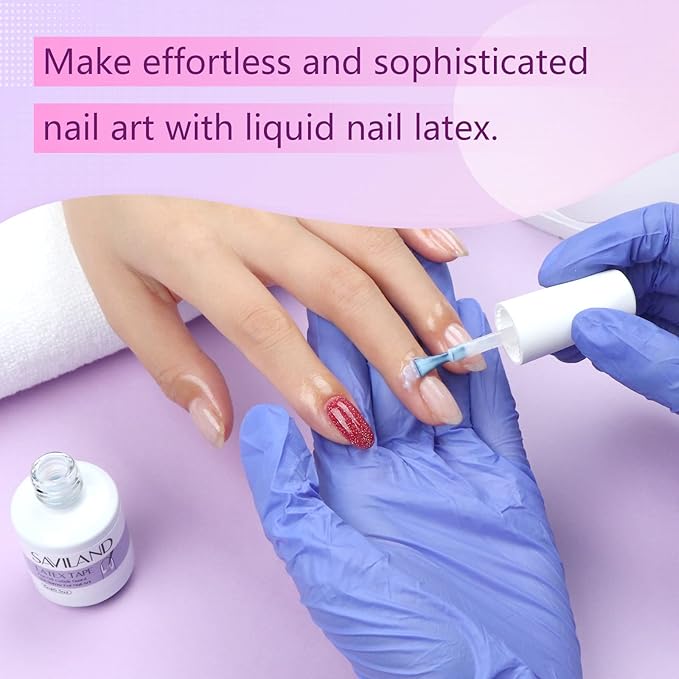 SAVILAND Gel Polish Liquid Latex for Nails: 15ML Nail Latex Peel Off Nail Polish Barrier Cuticle Guard Protector for Airbrush Nail Art Liquid Latex with Tweezers Home DIY Nail Art Salon for Women