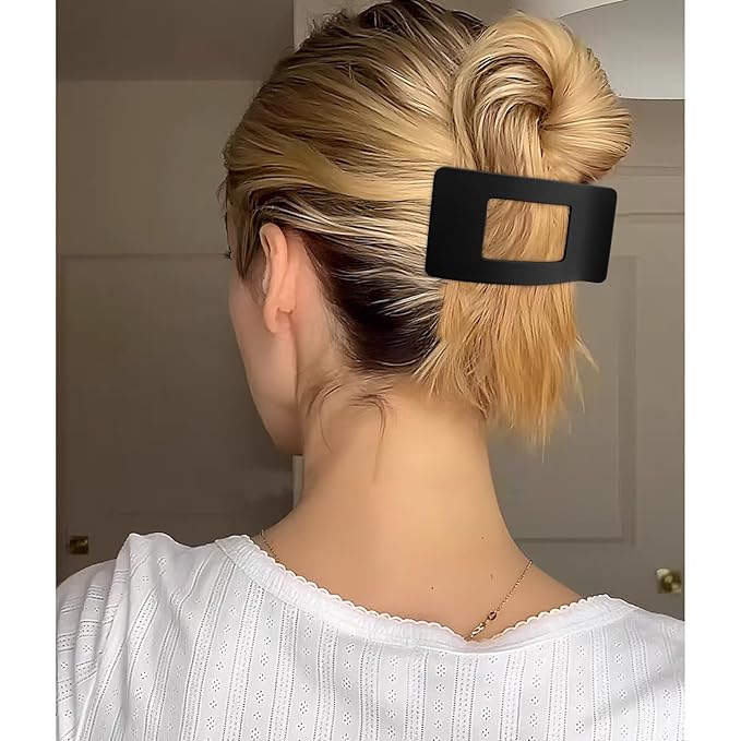 Velscrun Flat Hair Clips for Women Girls, Matte Lay Flat Claw Clips, Strong Hold Large Side Hair Clip All Hair Types, French Duck Billed Non Slip Grip Daily Styling Hair Jaw Claw Clip Blue