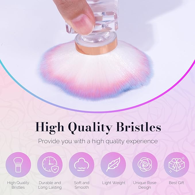 MelodySusie Nail Art Dusting Brush,Dust Collector Brush, Blush Brush, Boose Powder Brush,Makeup Brushes Acrylic Nail Tools, Pink-purple