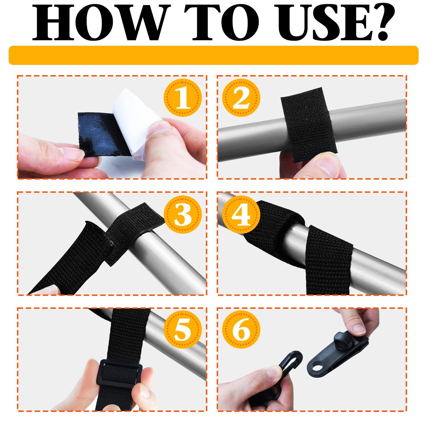 18Pcs Adjustable Length Upgraded Pool Solar Cover Reel Strap Pool Cover Reel Attachment Straps Pool Reel Strap Kit Including 6 Solar Cover Reel Blanket Straps with Hooks,6 Clamps,6 Touch Fastener