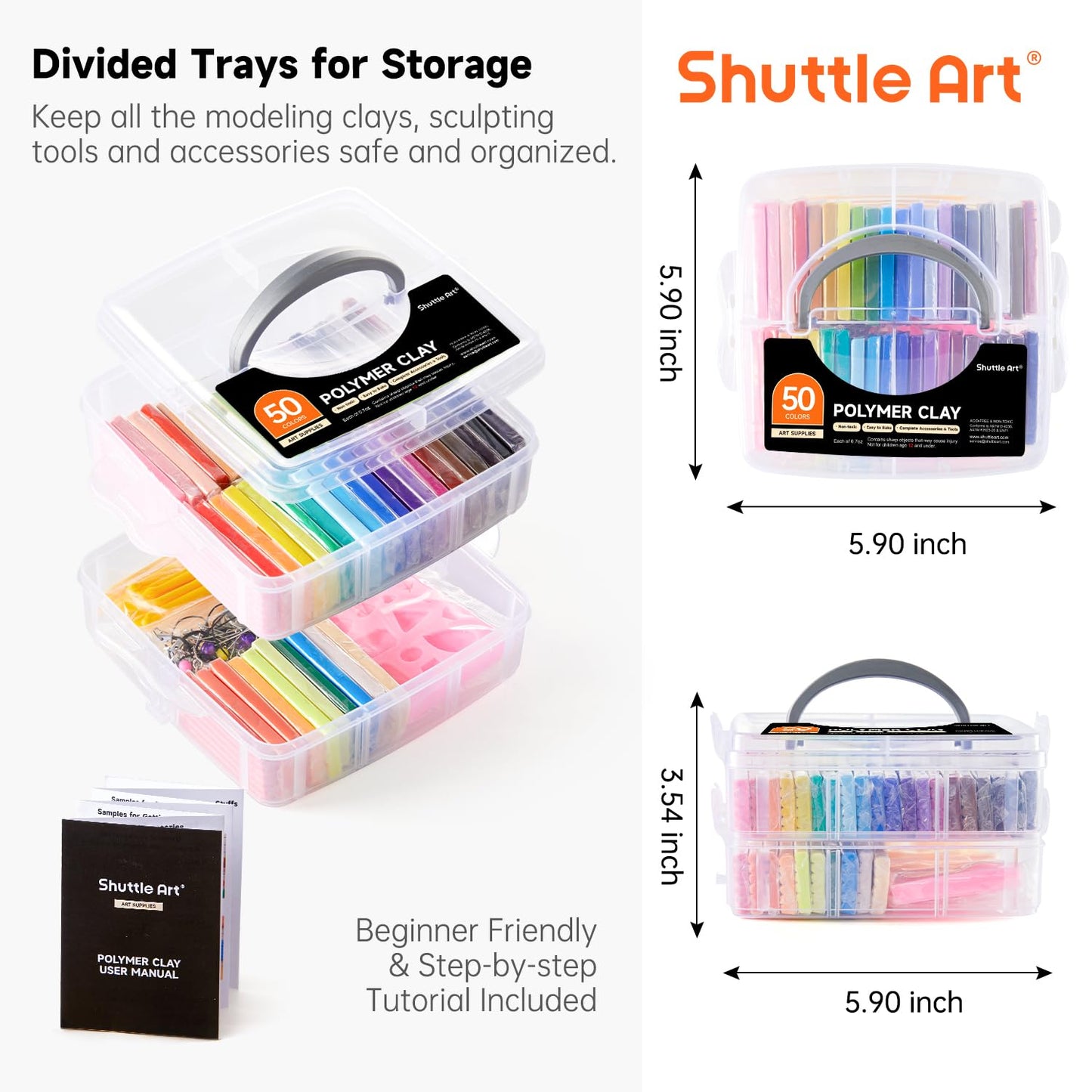 Shuttle Art Polymer Paste, 50 Colours of Modelling Clay with Modelling Tools Accessories, DIY Clay Kit Oven Bake, Non-Toxic for Children
