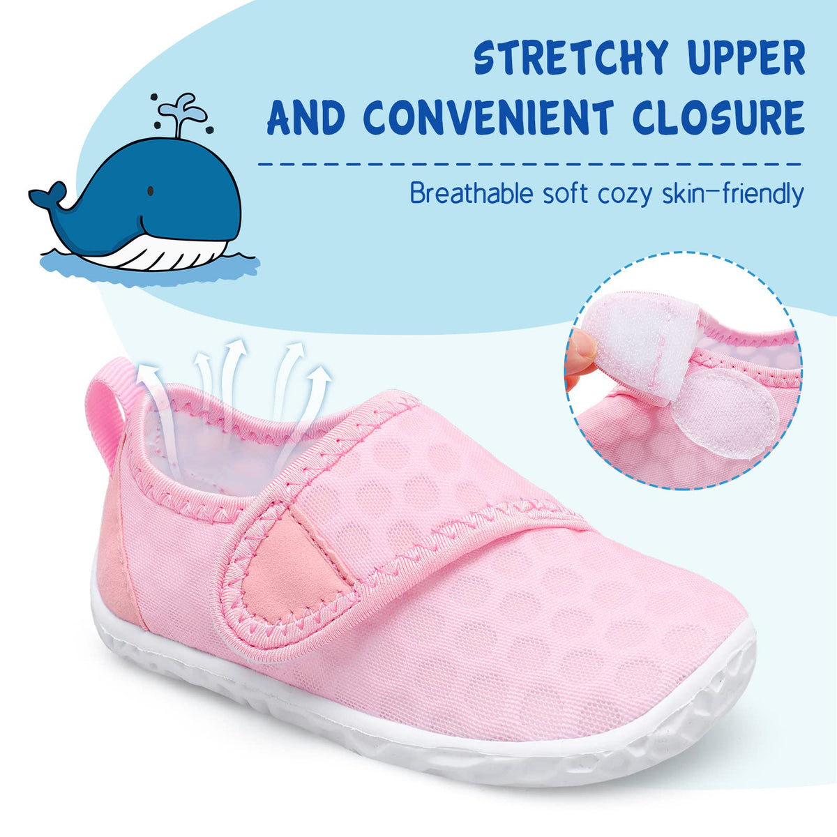 LeIsfIt Kids Water Shoes Toddler Girls Boys Swim Shoes Outdoor Quick-Dry Breathable Aqua Socks for Beach Pool Surf, Pink, 12 Little Kid