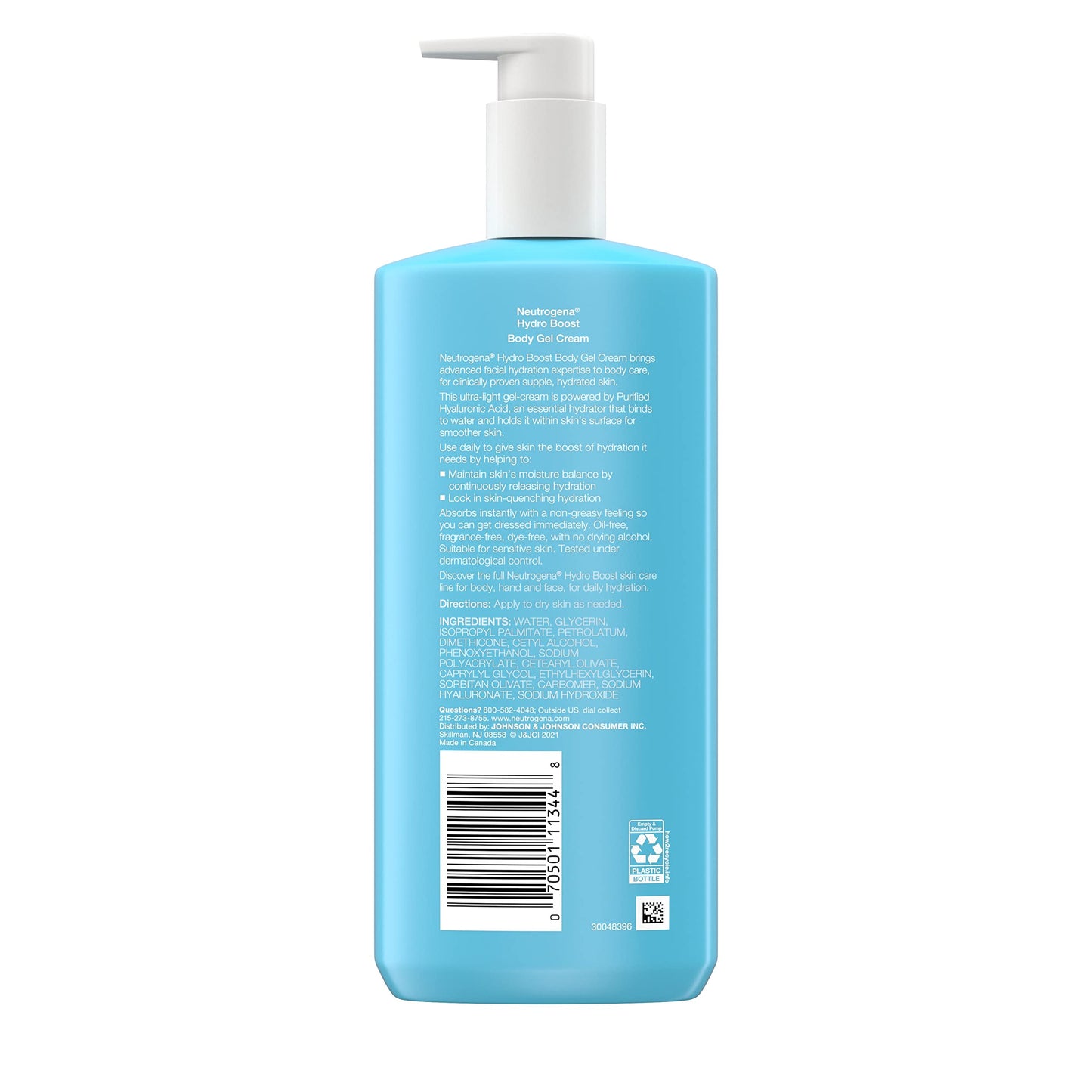 Neutrogena Hydro Boost Body Moisturizing Gel Cream with Hyaluronic Acid, Non-Greasy & Fast Absorbing, Lightweight Hydrating Body Lotion for Normal to Dry Skin, Fragrance-Free, 16 oz (Pack of 2)