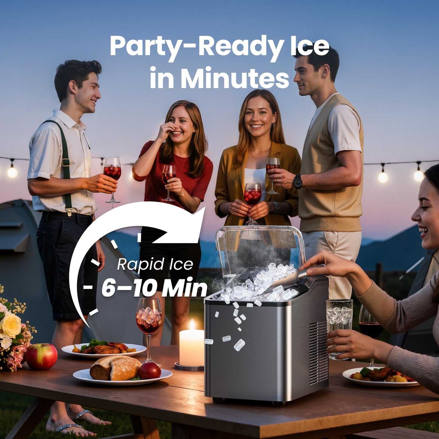 VIBOFROST Nugget Ice Maker Countertop, Fast 35lbs/24H Sonic Pebble Ice Machine, Self-Cleaning Anti-Scale System, Stainless Steel Portable Ice Maker for Home, Kitchen, RV, 10 Cleaning Packets