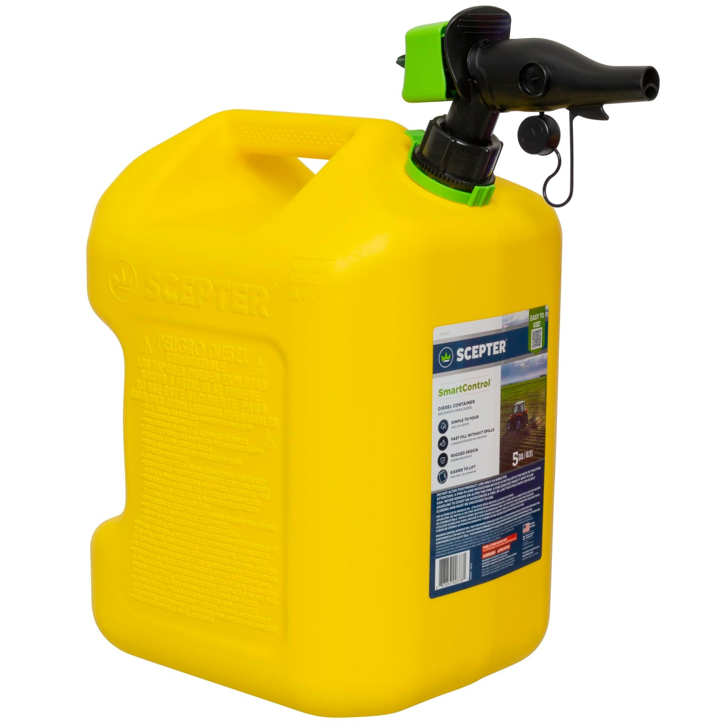 Scepter FSCD552 Fuel Container with Spill Proof SmartControl Spout, Yellow Diesel Can, 5 Gallon