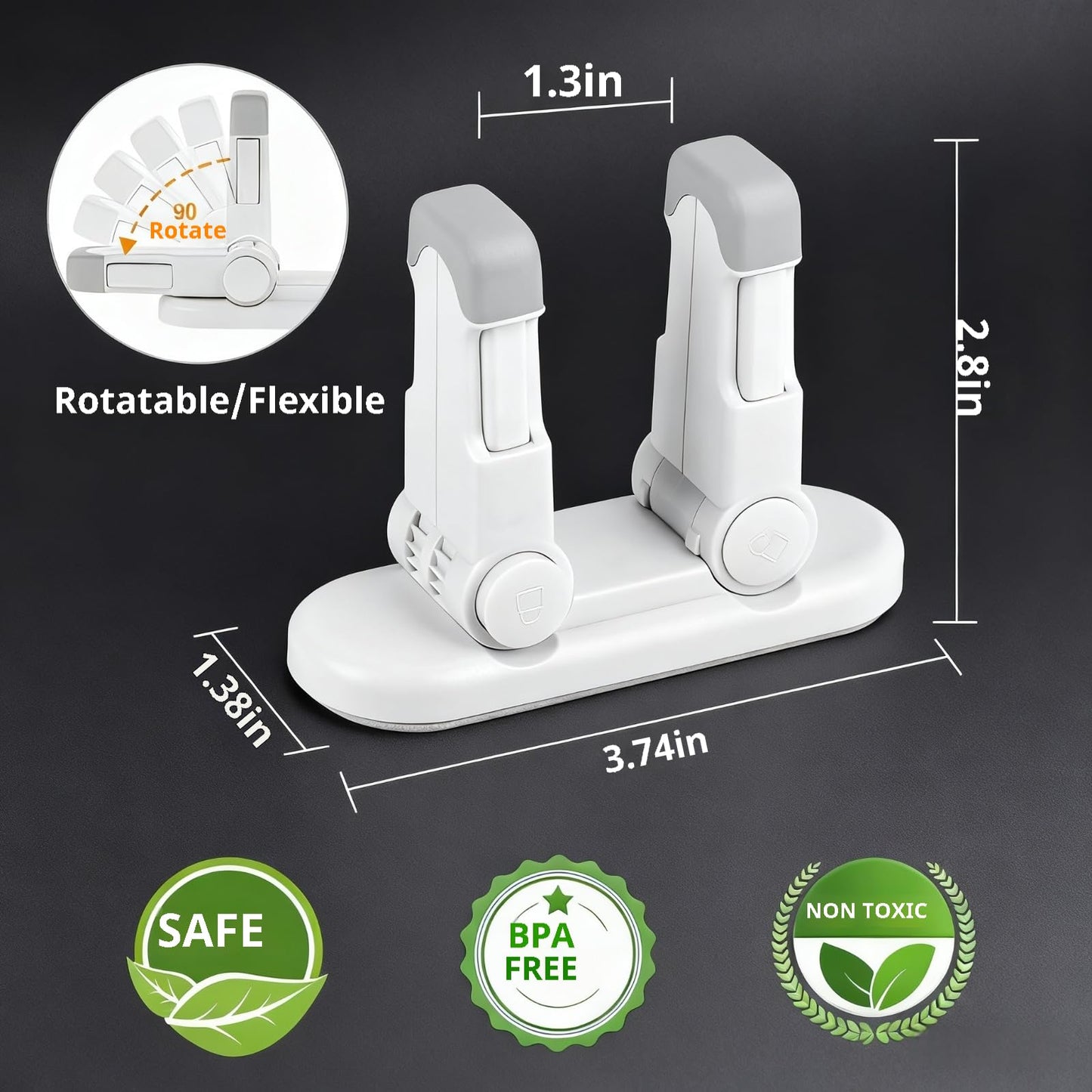 ZENTIVOR Child Safety Door Lever Lock (4 Pack) - No Drill 3M Adhesive Baby Proof for Handles - Easy One Hand Use Stops Kids Toddlers Pets