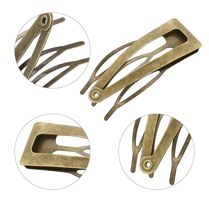 Chinco 24 Pcs Double Grip Hair Clips Metal Snap Clips Women Barrettes for Hair Making, Salon Supplies(Ancient Bronze,2 Inch)