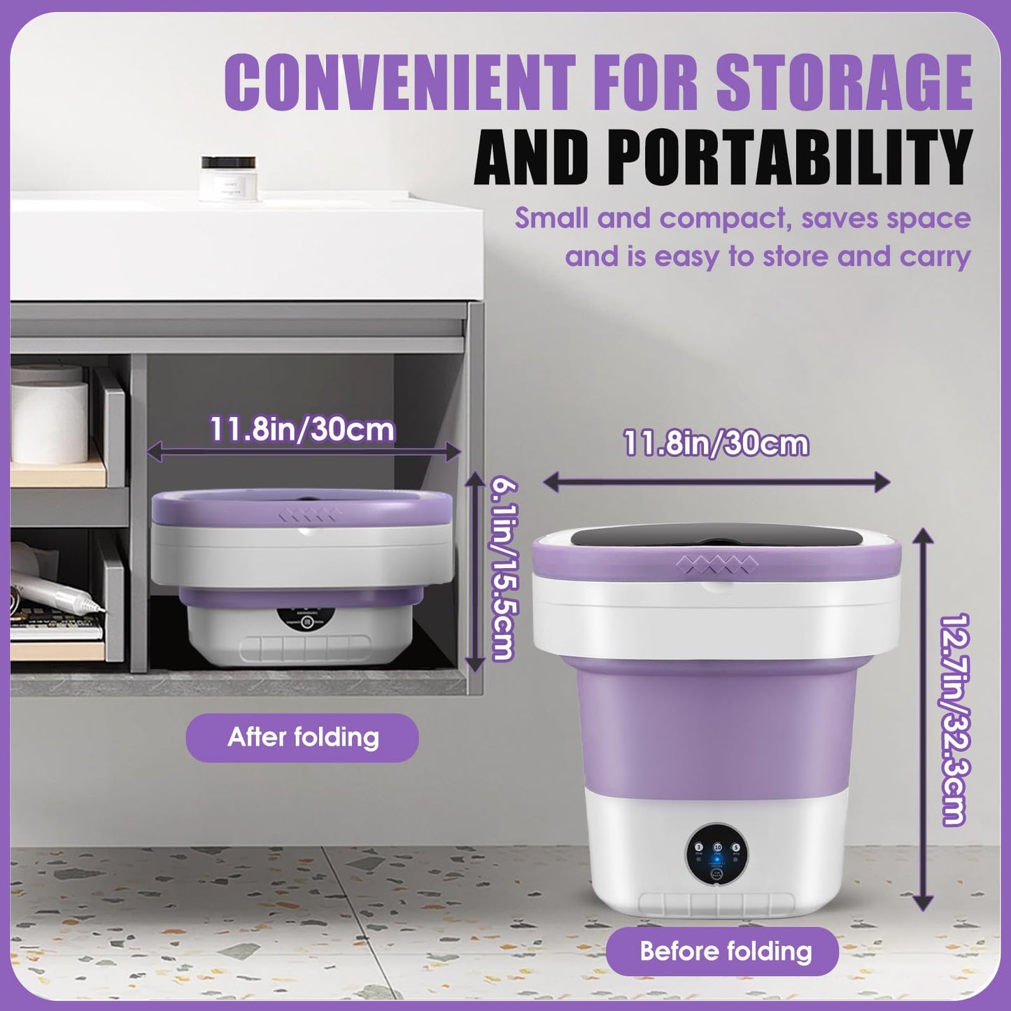 Portable Washing Machine 16L Mini Laundry Washer 3 Modes with Spin Basket Laundry Machine Cleaning Depth Underwear,Baby Clothes Small Shirt for Apartments Dormitories Hotels and Camping