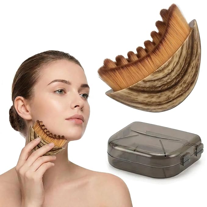 Lymphatic Contour Face Brush - Soft Bristles Manual Lymphatic Drainage Massager Makeup Brushes, Ergonomic Facial Cleansing Brush for Sculpting Reduces Puffiness Restores Definition