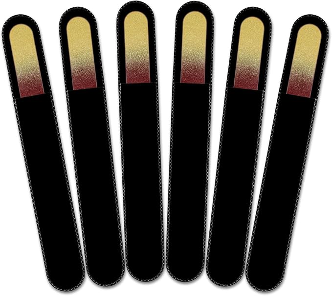 Mont Bleu Rainbow Crystal Nail File in Black Pouch - Large/Professional Size - Czech Tempered Glass - Handmade in Bohemia (Czech Republic)