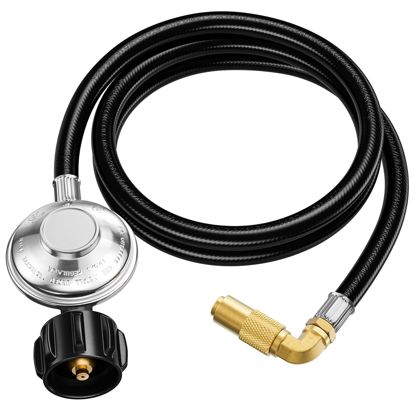 Rushare 6 Feet Propane Adapter Hose for Blackstone 17 & 22 Inch Tabletop Griddle, Propane Regulator Hose with 90 Degree Elbow Adapter, Connect to 5-20 LB Propane Tank