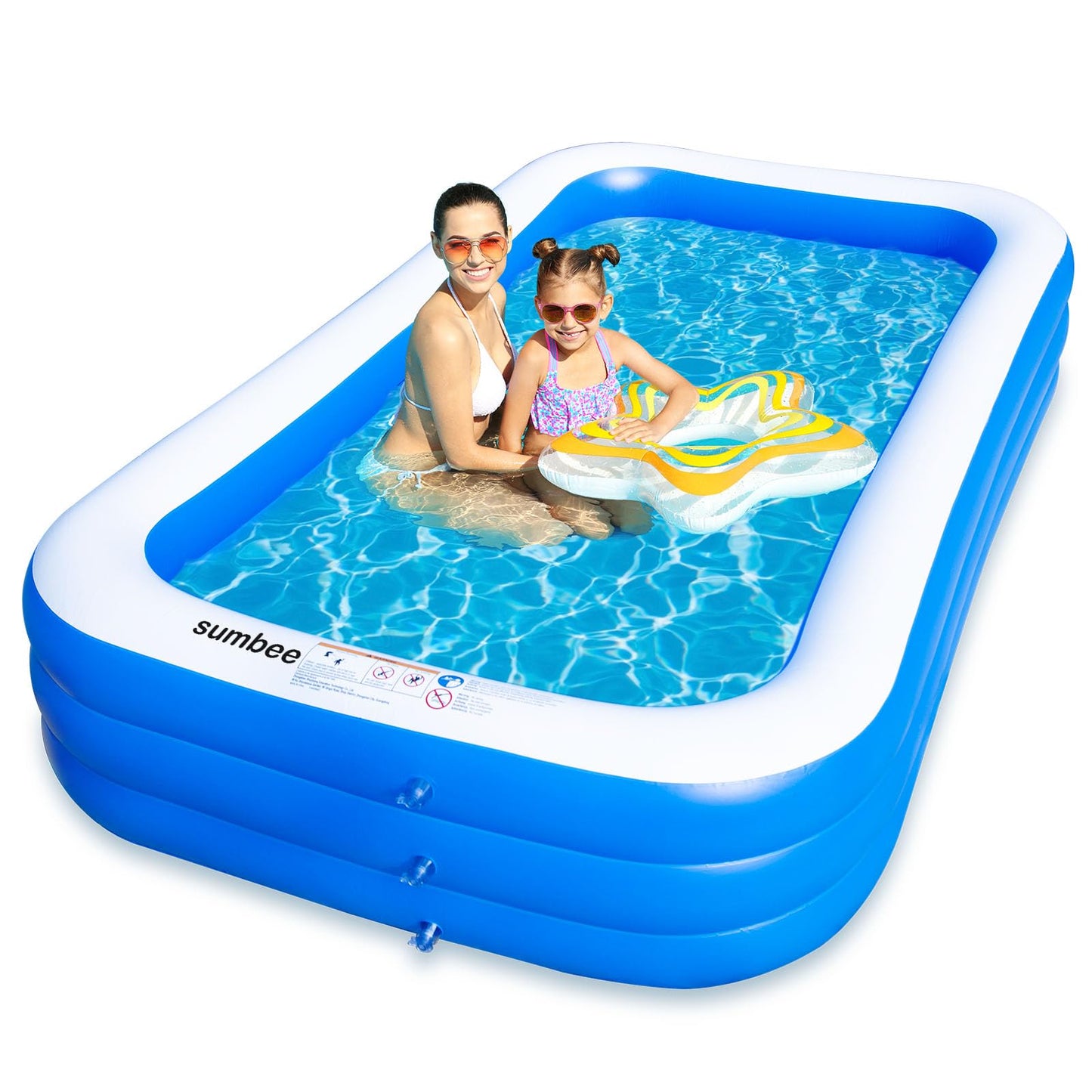 Sumbee Inflatable Pool for Kids and Adults, 120" x 72" x 22" Oversized Thickened Blow Up Family Swimming Pool for Outdoor Patio Backyard Garden Deck Summer Party Full Size Blue