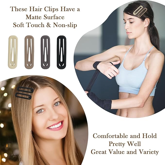 10pcs Snap Hair Clips, 2.76'' Long Snap Clip, Matte Hairpin Accessories for Women Girls, Nonslip Metal Barrettes, Neutral Color