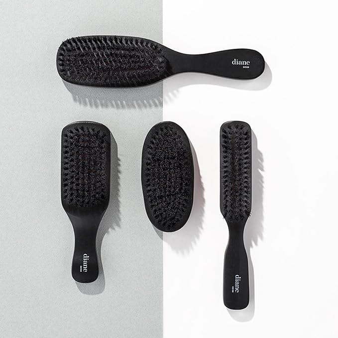 Diane 100% Boar Bristle Military Brush for Men and Women - Waves, Detangling, Smoothing Fine to Medium Hair, Restores Shine and Texture
