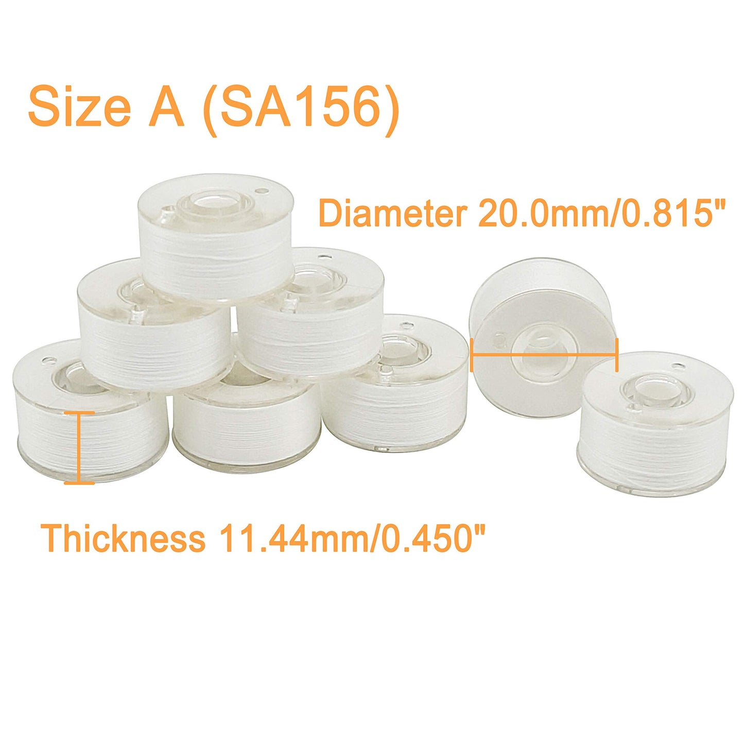 New Brothread 144pcs White 60S/2(90WT) Prewound Bobbin Thread Plastic Size A SA156 for Embroidery and Sewing Machine Cottonized Soft Feel Polyester Thread