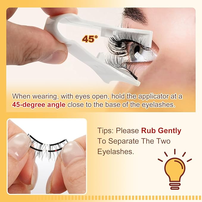 QUEWEL Magnetic-Eyelashes with Applicator, Upgrade 1 Pair Soft Magnetic Lashes, No Glue Needed Reusable Magnetic Eyelashes So Soft and Suitable for Beginners (Soft-Magnetic-D)