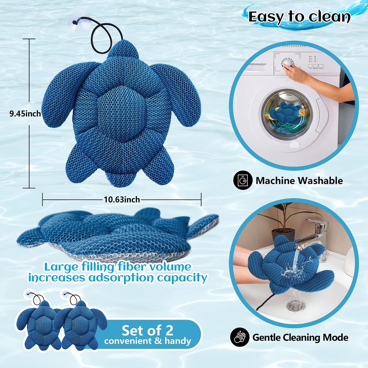 Quttisay Hot Tub Scum Absorber, Scum Turtle Hot Tub Cleaner Hot Tub Accessories 2 Pack Hot Tub Sponge for Scum Reusable Spa & Pool Cleaner Hot Tub Oil Absorbing Scum Absorber Keeps Water Clean