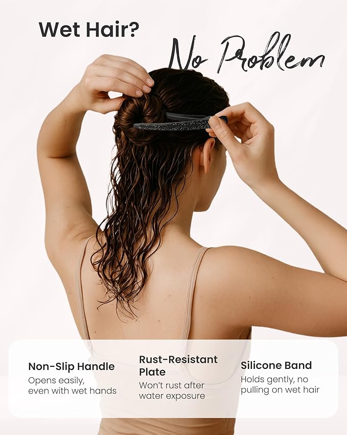 AIMIKE Extended Sectioning Hair Clips w/Built-in Silicone Band, 4.8" No-Crease Non-Slip Hair Styling Clips for Thick, Curly Hair –Blow Drying, Hair Rollers, Rust-Free – 6 Pack, Glitter Duckbill Clips