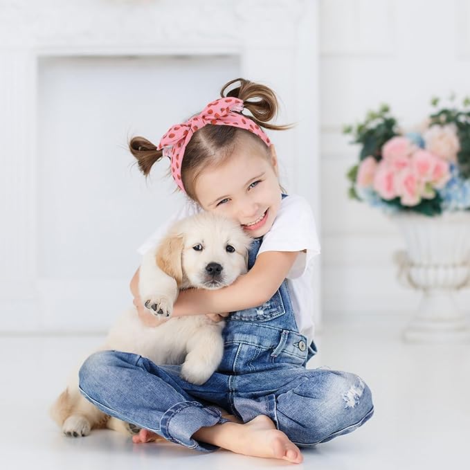 Bow Headbands for Girls Kids, Thin Headband with Bow Women Hair Accessories Fashion Knotted Head Band Non Slip Hairband Hair Hoops for Girls(Red and White, 2Pcs)