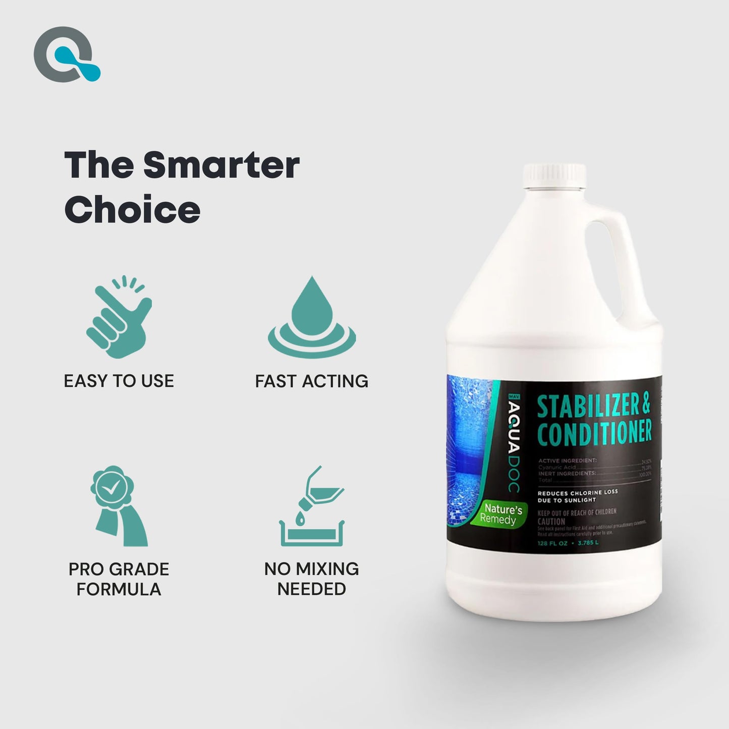 Pool Stabilizer and Conditioner for Swimming Pools - Maximum Strength Swimming Pool Conditioner and Cyanuric Acid for Pools - Helps with Pool Water Evaporation - AquaDoc Pool Supplies