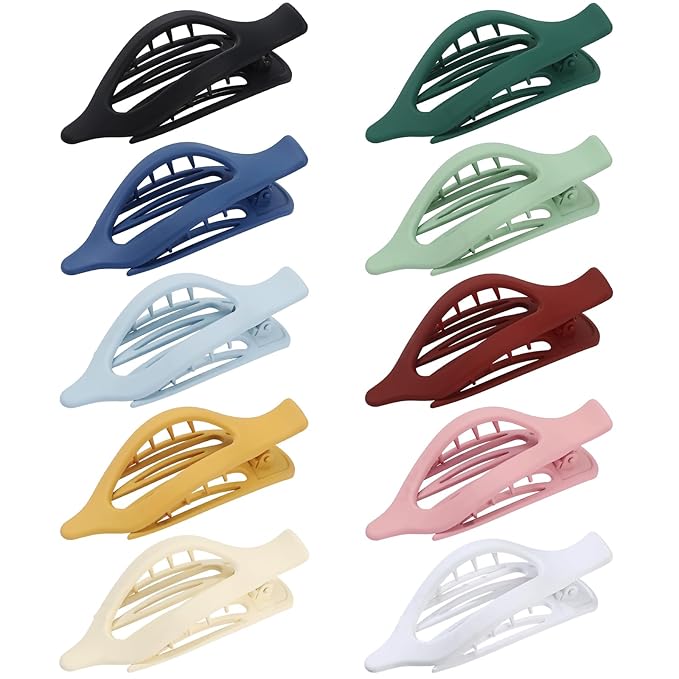 10 Pcs Flat Hair Clips for Women French Concord Claw Clips for Thick and Thin Hair Claw Clips Duck Billed Barrettes Hair Accessories for Women and Girls (Bright Colorful)