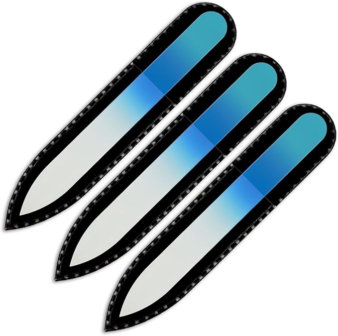 Mont Bleu Rainbow Crystal Nail File in Black Pouch - Purse Size - Czech Tempered Glass - Handmade in Czech Republic - Gift for Girls who Love Nail Art as Birthday Gift