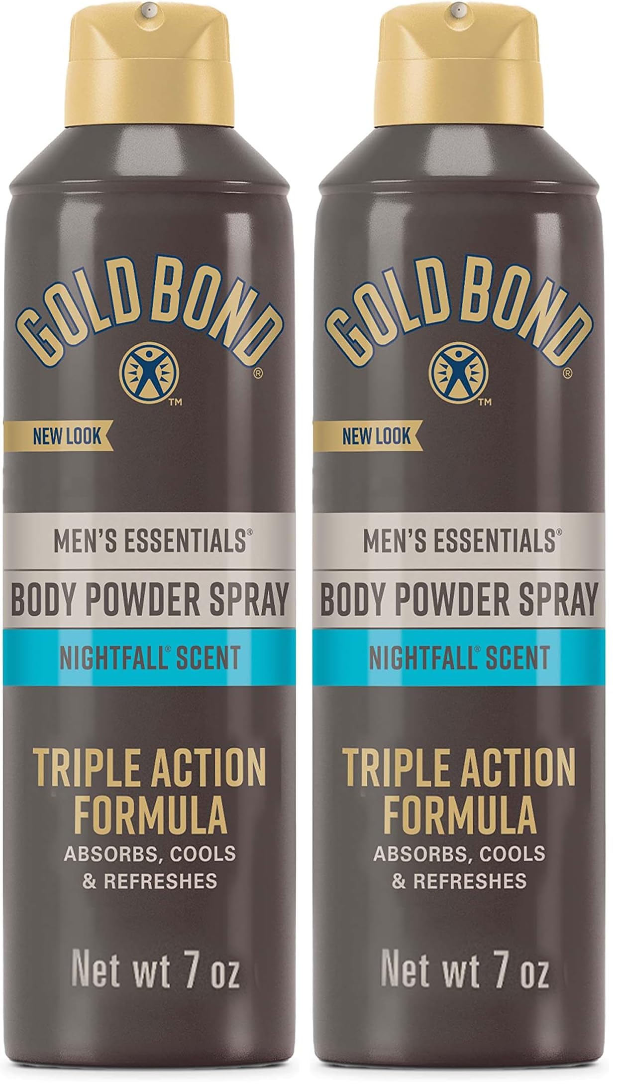 Gold Bond Men's Essentials Talc-Free Body Powder Spray | 7 oz | Pack of 2 | Nightfall Scent | Wetness Protection