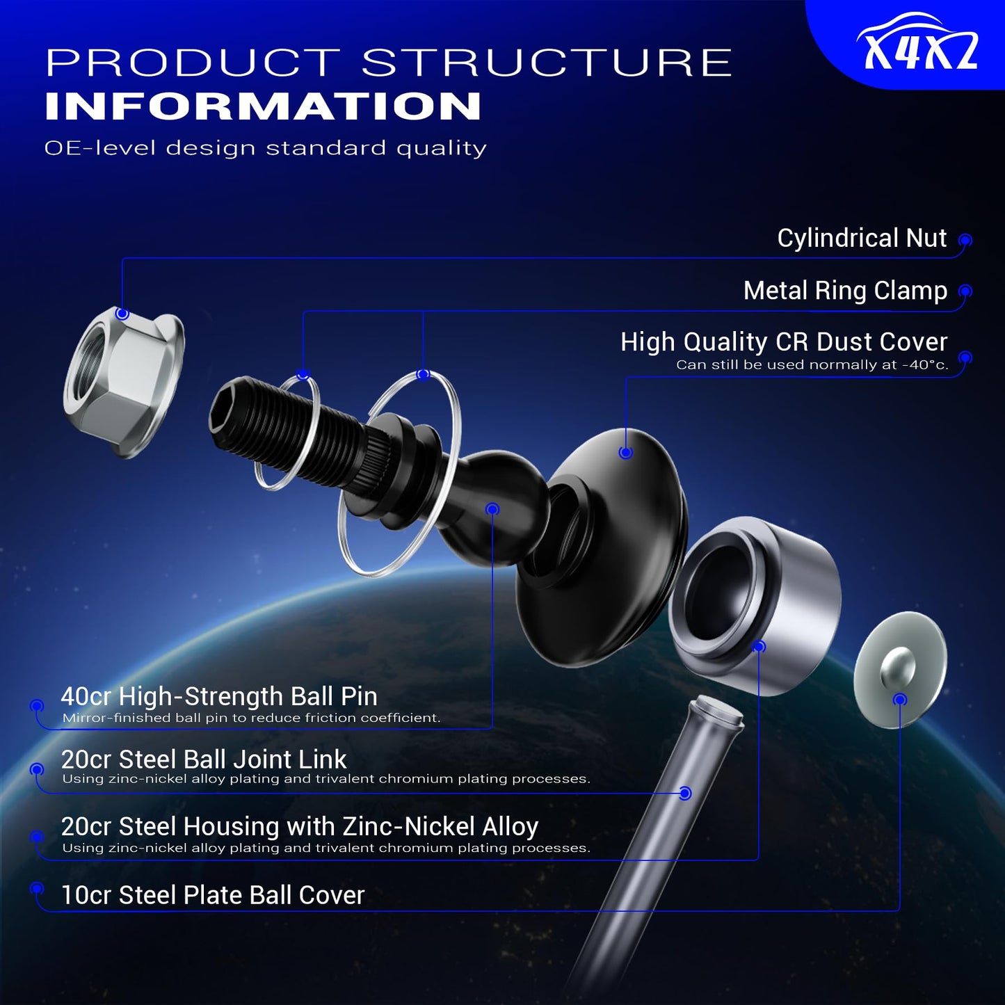 Zinc-Nickel Alloy Front Stabilizer Sway Bar Links for 2010-2013 Mazda 3 2012-2015 Ford Focus Escape C-Max 2004-2014 Volvo XC60 C70 S40 C30 V50 C80 XC70 K750554