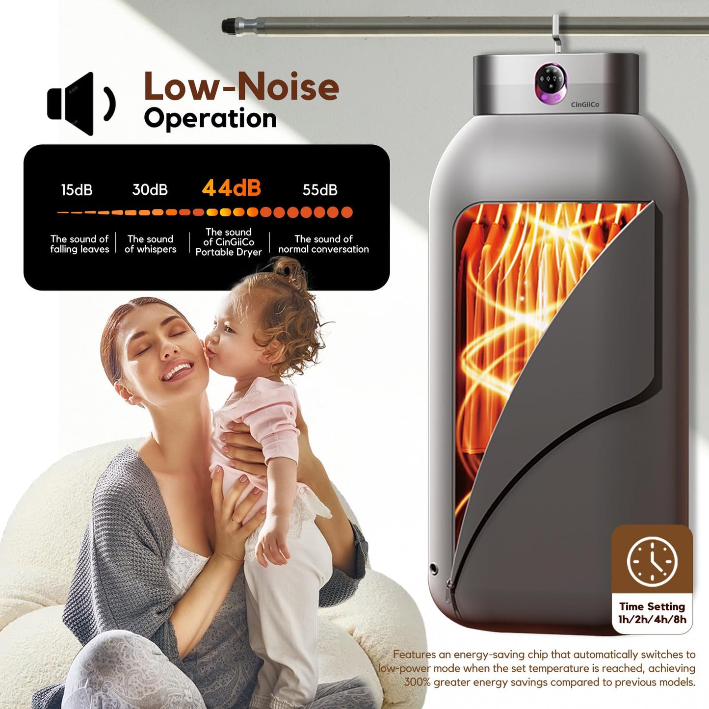 Portable Clothes Dryer, Clothes Dryer Hold 12 Items Up, With Time Setting、Remote Control, Portable Dryers For Laundry, Apartments, RV, Travel, Low noise、Energy Saving (Grey)