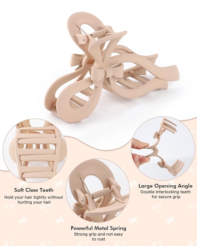 4 PCS Bow Hair Clips for Women Bow Claw Clip 5" Extra Large Hair Claw Clips for Thick and Long Hair Cute Bows Big Clip