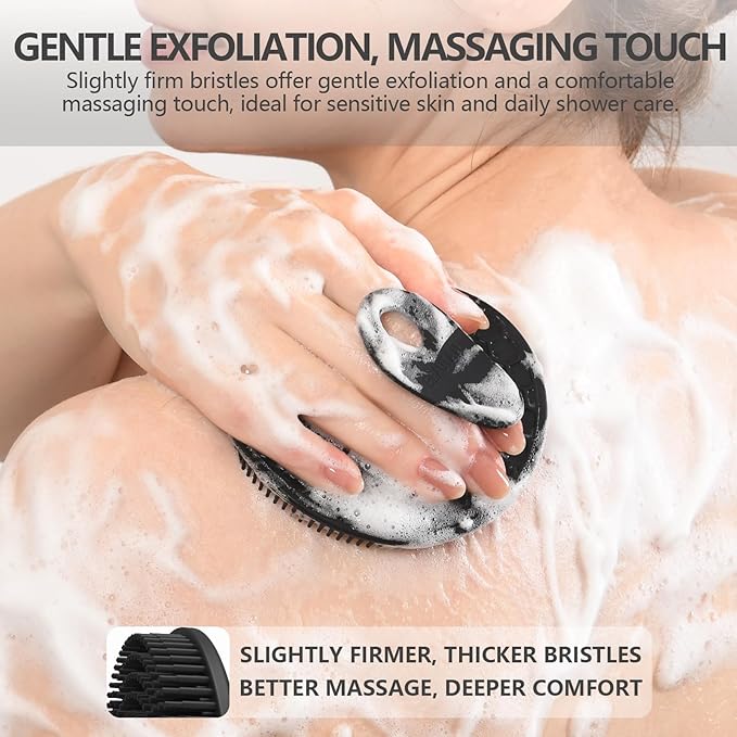 Silicone Body Scrubber 4 Pack, BEAUTAIL Shower Bath Scrubber, Gentle Exfoliating Brush for Women Men Sensitive Skin, More Hygienic Than Traditional Loofah, Long Lasting (Black+Gray+Pink+Green)