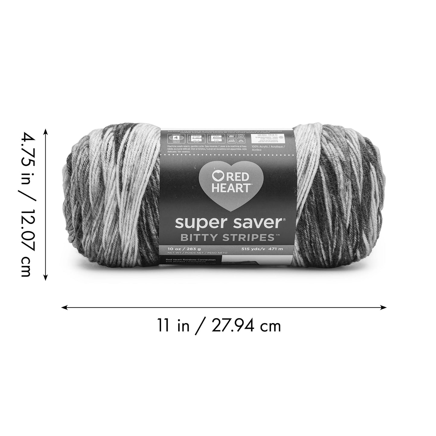 Red Heart Super Saver Bitty Stripes Unicorn Mane Yarn - 2 Pack of 283g/10oz - 100% Acrylic - #4 Worsted (Medium) - 515 Yards - Knitting/Crochet