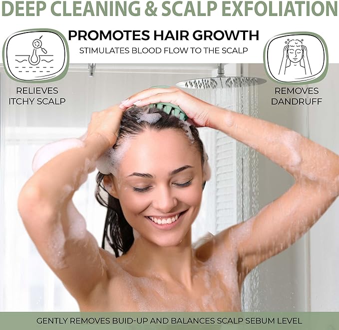 Fiora Naturals Scalp Massager Shampoo Brush - Silicon Scalp Scrubber & Exfoliator for Dandruff Removal and Hair Growth, Brush for Wet & Dry Hair, for Men, Women, Kids - BPA Free