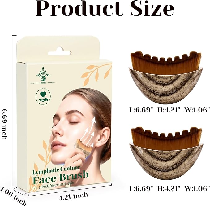 2026 New Lymphatic Contour Face Brush, 2 PCS Manual Lymphatic Drainage Massager, Natural Makeup Brushes with Durable Soft Bristles, Ergonomic Facial Cleansing Brush for Sculpting L