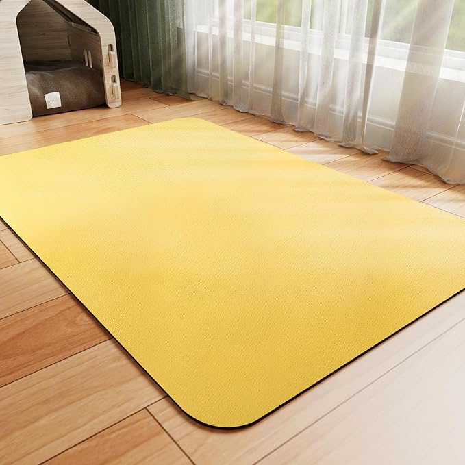 Dog Food Mat - Absorbent Cat Mat for Food and Water, No Stains Pet Feeding Bowl Mat, Easy to Clean Pet Placemats, Quick Dry Dog Water Dispenser Mat for Messy Drinkers | Yellow 24"x36"
